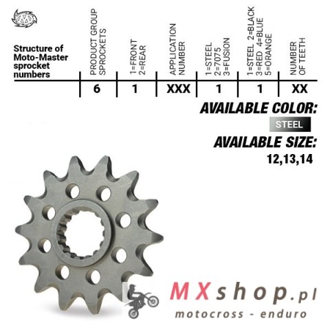 MOTO-MASTER ZĘBATKA PRZEDNIA SAMOCZYSZCZĄCA (SELF CLEANING) 8539 13 (859313) SHERCO SC/SE 250/300 '21- , SEF 250/300 '21- (ŁAŃC.