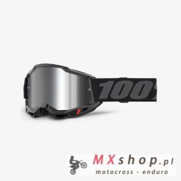 100 PROCENT GOGLE ACCURI 2 YOUTH JUNIOR BLACK - MIRROR SILVER LENS - KOLOR CZARNY/SZARY SZYBA SREBRNE LUSTRO