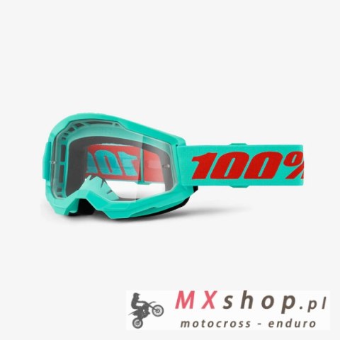 100 PROCENT GOGLE STRATA 2 MAUPITI - CLEAR LENS - KOLOR SELEDYNOWY/CZERWONY SZYBKA PRZEŹROCZYSTA