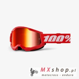 100 PROCENT GOGLE STRATA 2 RED - MIRROR RED LENS - KOLOR CZERWONY/BIAŁY SZYBKA CZERWONE LUSTRO
