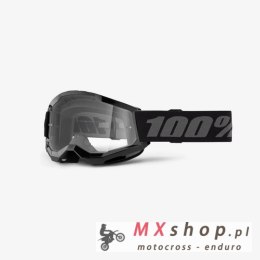 100 PROCENT GOGLE STRATA 2 YOUTH JUNIOR BLACK - CLEAR LENS - KOLOR CZARNY/SZARY SZYBA PRZEŹROCZYSTA