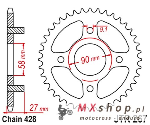 JT ZĘBATKA TYLNA 267 39 HONDA CD 175 '71-78' (26739JT) (ŁAŃC.428) NA ZAMÓWIENIE