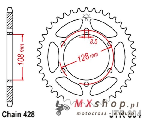 JT ZĘBATKA TYLNA 902 42 SUZUKI TS 100/125 '82-84, DR 100 '83-90 (90242JT) (ŁAŃC. 428)