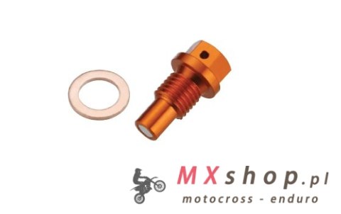 ACCEL KOREK SPUSTOWY OLEJU KTM ALL MODELS '09-'19 ( Z MAGNESEM) KOLOR POMARAŃCZOWY (MDP-07OR)