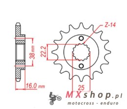 MTX PARTS ZĘBATKA PRZEDNIA 490 15 DUCATI MONSTER 600/750/900 (JTF736.15) (ŁAŃC. 520)