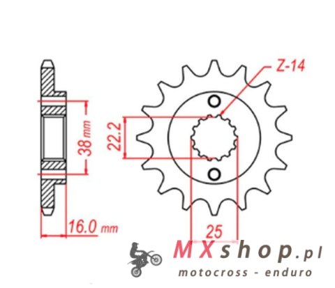 MTX PARTS ZĘBATKA PRZEDNIA 490 15 DUCATI MONSTER 600/750/900 (JTF736.15) (ŁAŃC. 520)
