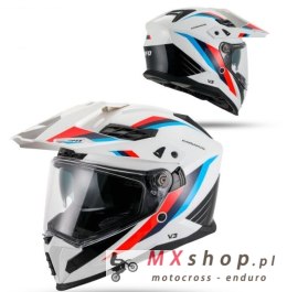 UFO 2026/01 KASK COSMOS OFFROAD / DUAL / TOURER / CROSSOVER Z SZYBĄ, DASZKIEM I BLENDĄ PRZECIWSŁONECZNĄ KOLOR BIAŁY/CZERWONY ROZ