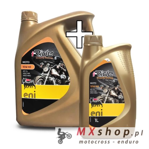 AGIP (ENI) PROMOCJA OLEJ SILNIKOWY I-RIDE MOTO 10W40 PÓŁSYNTETYCZNY 5 L (4 L + 1 L GRATIS) MA2