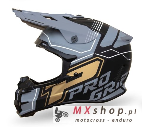 PROGRIP KASK CROSS PG3080 ADVENTURE KOLOR CZARNY SZARY ZŁOTY MAT ROZM. S (3080-402) ( HOMOLOGACJA ECE 22R06, ZAPIĘCIE DD )