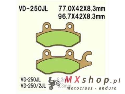 VESRAH KLOCKI HAMULCOWE KH165 / KH215 SPIEK METALICZNY (ZŁOTE) (MADE IN JAPAN)