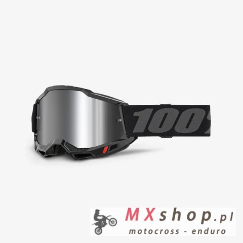 100 PROCENT GOGLE ACCURI 2 BLACK - MIRROR SILVER LENS - KOLOR CZARNY/POMARAŃCZOWY SZYBKA SREBRNE LUSTRO