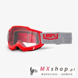 100 PROCENT GOGLE ACCURI 2 GATORBACK - CLEAR LENS- KOLOR CZERWONY/SZARY - SZYBKA PRZEŹROCZYSTA CLEAR LENS