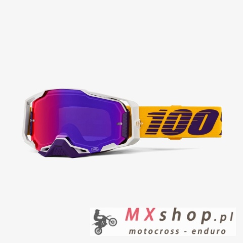 100 PROCENT GOGLE ARMEGA DIFENBAK - PURPLE MIRROR LENS - KOLOR ŻÓŁTY/FIOLETOWY/BIAŁY- SZYBKA FILOETOWE LUSTRO