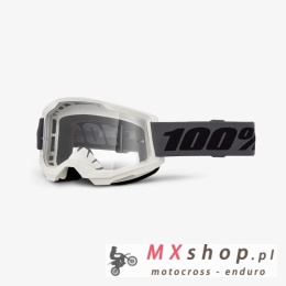 100 PROCENT GOGLE STRATA 2 GREY - CLEAR LENS - KOLOR SZARY/BIAŁY - SZYBKA PRZEŹROCZYSTA