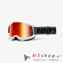 100 PROCENT GOGLE STRATA 2 GREY - RED MIRROR LENS - KOLOR SZARY/BIAŁY - SZYBKA CZERWONE LUSTRO