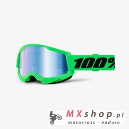 100 PROCENT GOGLE STRATA 2 NEON GREEN - BLUE MIRROR LENS - KOLOR ZIELONY FLUO- SZYBKA NIEBIESKIE LUSTRO