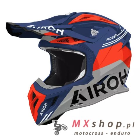 AIROH KASK CROSS / ENDURO / ATV / QUAD AVIATOR ACE 2 FURY CERULEAN GLOSS KOLOR NIEBIESKI/SZARY/POMARAŃCZOWY ROZMIAR M