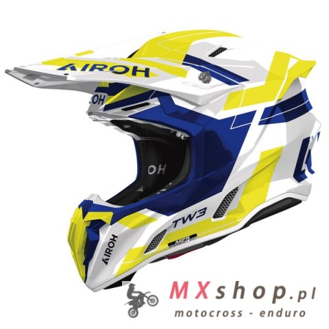 AIROH KASK CROSS / ENDURO / ATV / QUAD TWIST 3 DYNASTY BLUE YELLOW GLOSS KOLOR ŻÓŁTY/NIEBIESKI/BIAŁY ROZMIAR L