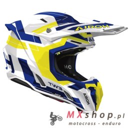 AIROH KASK CROSS / ENDURO / ATV / QUAD TWIST 3 DYNASTY BLUE YELLOW GLOSS KOLOR ŻÓŁTY/NIEBIESKI/BIAŁY ROZMIAR S