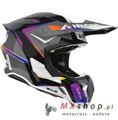 AIROH KASK CROSS / ENDURO / ATV / QUAD TWIST 3 HUSTLE GLOSS KOLOR CZARNY/FIOLETOWY/BIAŁY ROZMIAR M