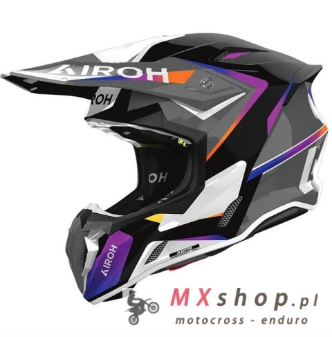AIROH KASK CROSS / ENDURO / ATV / QUAD TWIST 3 HUSTLE GLOSS KOLOR CZARNY/FIOLETOWY/BIAŁY ROZMIAR S