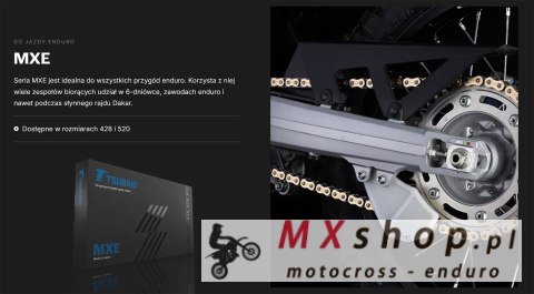 TSUBAKI OGNIWO ŁĄCZĄCE ZAPINKA DO ŁAŃCUCHA 520 MXE PROFESSIONAL MOTOCROSS / ENDURO RACING X-RING CHAIN KOLOR ZŁOTY