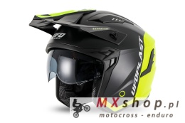 UFO 2026/03 KASK SHERATAN JET / TRIAL Z BLENDĄ PRZECIWSŁONECZNĄ KOLOR CZARNY / ŻÓŁTY FLUO ROZMIAR S ( ECE 22R06 ) - KOLEKCJA 202