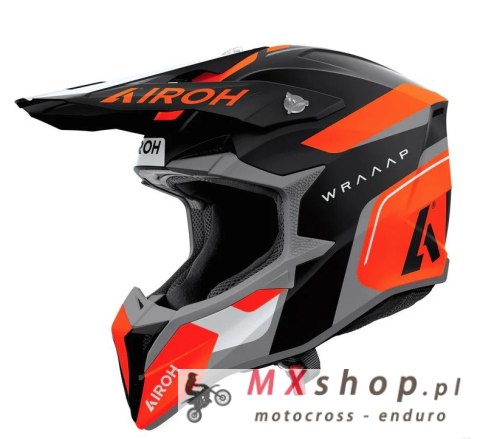 AIROH KASK CROSS / ENDURO / ATV / QUAD WRAAAP CONQUER KOLOR POMARAŃCZOWY/CZARNY/BIAŁY MAT ROZMIAR L