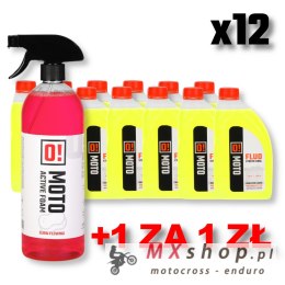 OMOTO ZESTAW 12 SZTUK PŁYN DO CHŁODNIC 1L O! FLUO XTREME COOL + OMOTO PŁYN DO MYCIA MOTOCYKLI (PIANA AKTYWNA) 1L O! ACTIVE FOAM