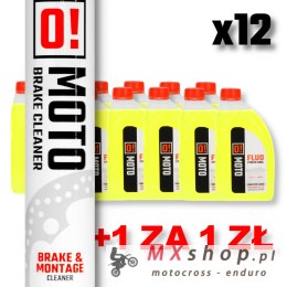 OMOTO ZESTAW 12 SZTUK PŁYN DO CHŁODNIC 1L O! FLUO XTREME COOL + OMOTO SPRAY ZMYWACZ DO HAMULCÓW 750ML O! BRAKE CLEANER AND MONTA