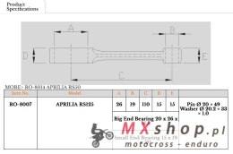 ROYAL RODS KORBOWÓD (2T) APRILIA RS 125 '92-'10, APRILIA AF1 / RX / MX / TUONO 125/ RED ROSE 125