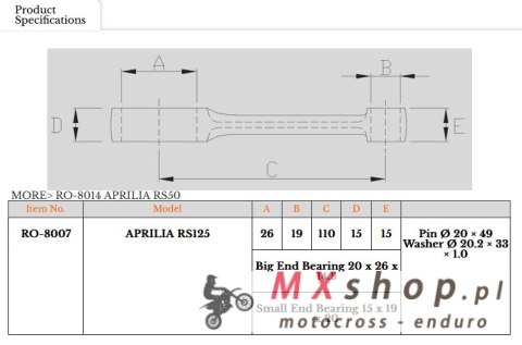 ROYAL RODS KORBOWÓD (2T) APRILIA RS 125 '92-'10, APRILIA AF1 / RX / MX / TUONO 125/ RED ROSE 125