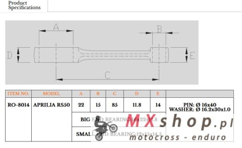 ROYAL RODS KORBOWÓD APRILIA RS 50 / RX 50 (SILNIK MINARELLI 50 CC AM6)