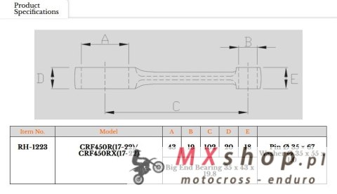 ROYAL RODS KORBOWÓD HONDA CRF 450 R/RX/RWE '17-'25 (CRF 450)