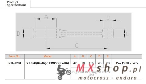 ROYAL RODS KORBOWÓD HONDA XL 350 '84-'87 (13201-KV2-900)