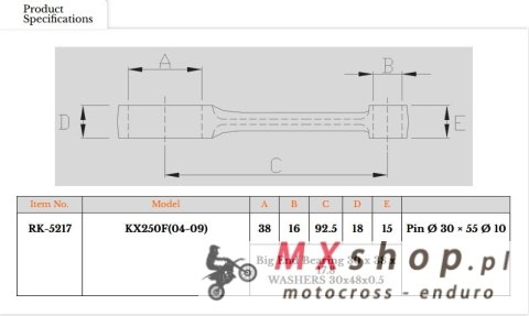 ROYAL RODS KORBOWÓD KAWASAKI KXF 250 (KXF250) '04-'09, SUZUKI RMZ 250 (RMZ250) '04-'06