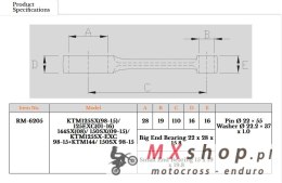 ROYAL RODS KORBOWÓD KTM 125 SX (SX125) '98-'15; EXC 125 (EXC125) '98-'15, SX 144/150 ,08-,15, HUSABERG 125 BETA RR 125 '18-'22