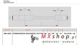 ROYAL RODS KORBOWÓD KTM (4T) SXF 250 (SX-F250) '16-'22, EXCF 250 (EXC-F250) '17-'23, HUSQVARNA FC 250 '16-'22, FE 250 '17-'23, G
