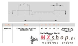 ROYAL RODS KORBOWÓD KTM SX 250 (SX250) '03-'25, EXC 250 (EXC250) '04-'25, SX 300 (SX300) EXC 300 (EXC300) '04-'25, HUSQVARNA 250