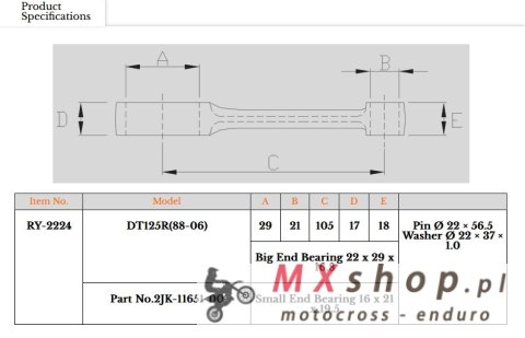 ROYAL RODS KORBOWÓD YAMAHA DT 125R '88-'06, TDR 250 '95-'97, TZR 125