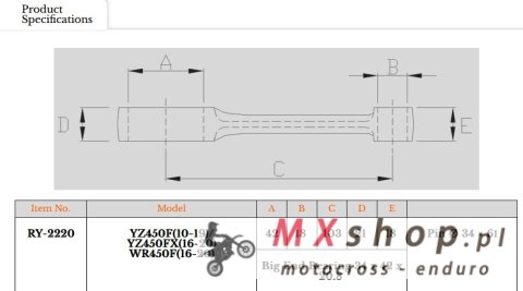 ROYAL RODS KORBOWÓD YAMAHA YZF 450 (YZ450F) '10-'19, YZ 450 FX (16-20), WR 450 F '16-'20