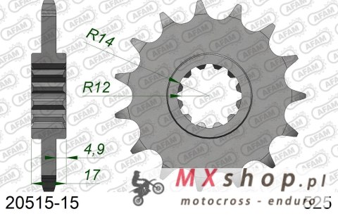 AFAM 2026/04 ZĘBATKA PRZEDNIA 2073 15 HONDA CB 600 HORNET '97-'06, CBR 600F '97-'98, CBF 600 '04-'07 (JTF1371.15) (ŁAŃC. 525)