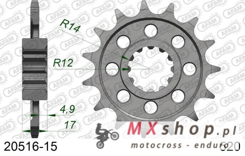AFAM 2026/04 ZĘBATKA PRZEDNIA 2073 15 HONDA CB 600 HORNET '97-'06, CBR 600F '97-'98, CBF 600 '04-'07 (JTF1371.15) (ŁAŃC. 525)