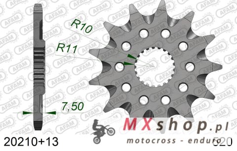 AFAM 2026/04 ZĘBATKA PRZEDNIA 2120 13 HONDA CR 125R '04-'07, CRF 250R/X '04-'17 SAMOOCZYSZCZAJĄCA (JTF1323.13SC) (ŁAŃC. 520)