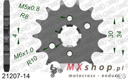 AFAM 2026/04 ZĘBATKA PRZEDNIA 2177 14 YAMAHA YBR125 '05-'15, XT 125 R/X 08-11 (JTF548.14) (ŁAŃC. 428)