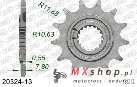 AFAM 2026/04 ZĘBATKA PRZEDNIA 2320 13 HONDA CRF 250R '18-'23 (JTF1344.13) (ŁAŃC. 520)