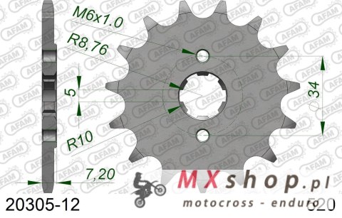 AFAM 2026/04 ZĘBATKA PRZEDNIA 279 12 HONDA NSR 125 '89-'99, XR 250, CRF 230 (JTF327.12) (ŁAŃC. 520)