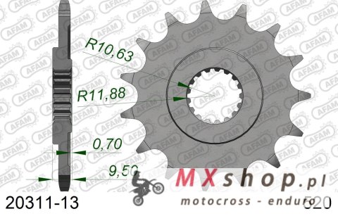 AFAM 2026/04 ZĘBATKA PRZEDNIA 342 13 HONDA CR 250 '88-'07, CRF 450 '02-'25, CRF 250R '22-'25, TRX 450/700 (JTF284.13) (ŁAŃC. 520