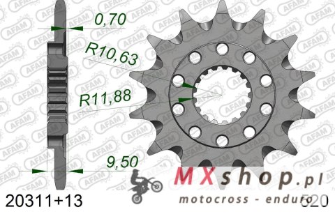 AFAM 2026/04 ZĘBATKA PRZEDNIA 342 13 HONDA CR 250 '88-'07, CRF 450 '02-'25, CRF 250R '22-'25, TRX 450/700 SAMOOCZYSZCZAJĄCA (JTF