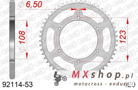 AFAM 2026/04 ZĘBATKA TYLNA 4412 53 APRILIA RS 50 '06-'14, DERBI GPR 50 '04-'13, SENDA SM 50 '07-'12 (JTR1133.53) (ŁAŃC. 420)